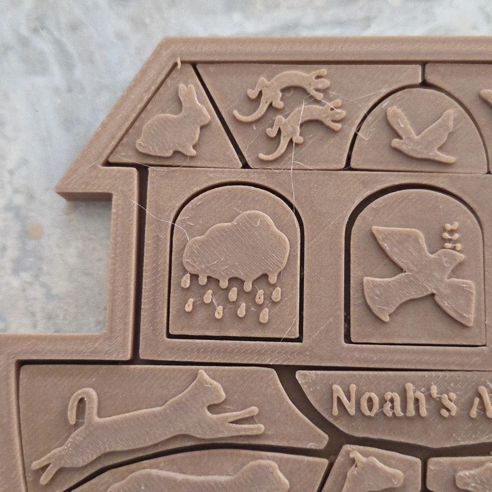Hand Crafted Noah's Ark Beige Puzzle for Kids